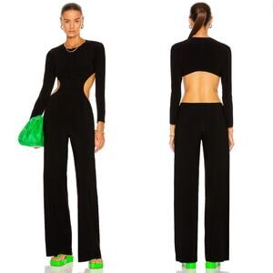 Norma Kamali | NWT Black Long Sleeve Side Cut Out Wide Leg Jumpsuit M